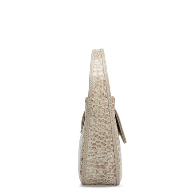 Small Croco Leather Baguette - Frost