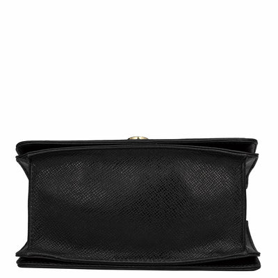 Small Croco Leather Shoulder Bag - Black