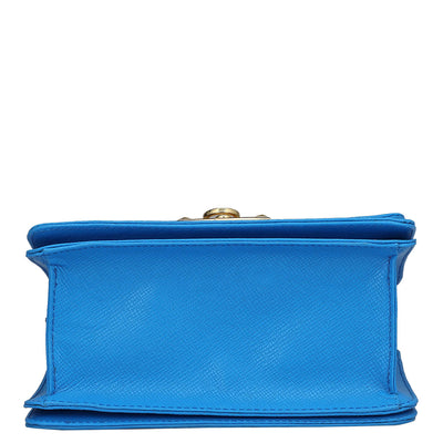 Small Croco Leather Shoulder Bag - Blue