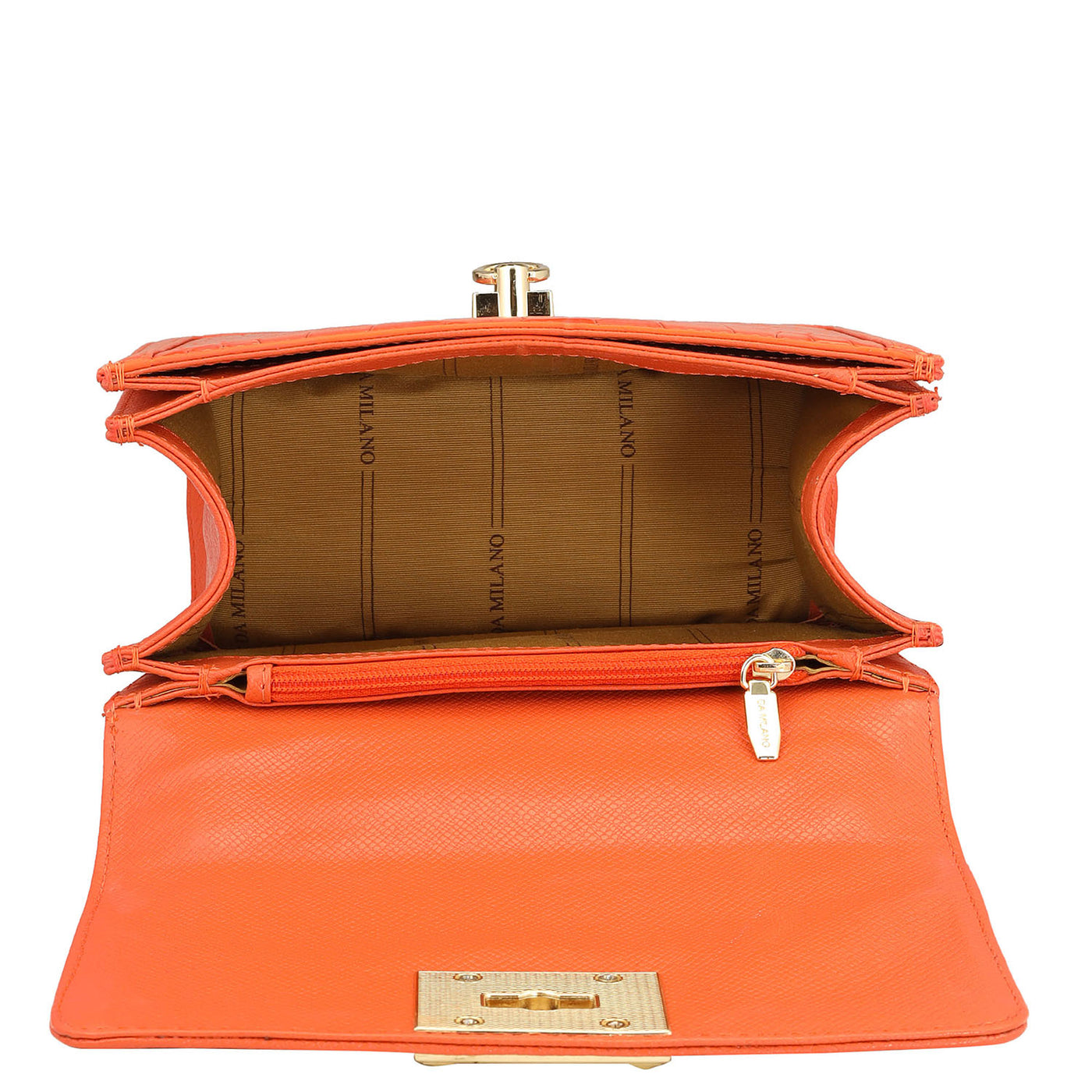 Small Croco Leather Shoulder Bag - Pumpkin