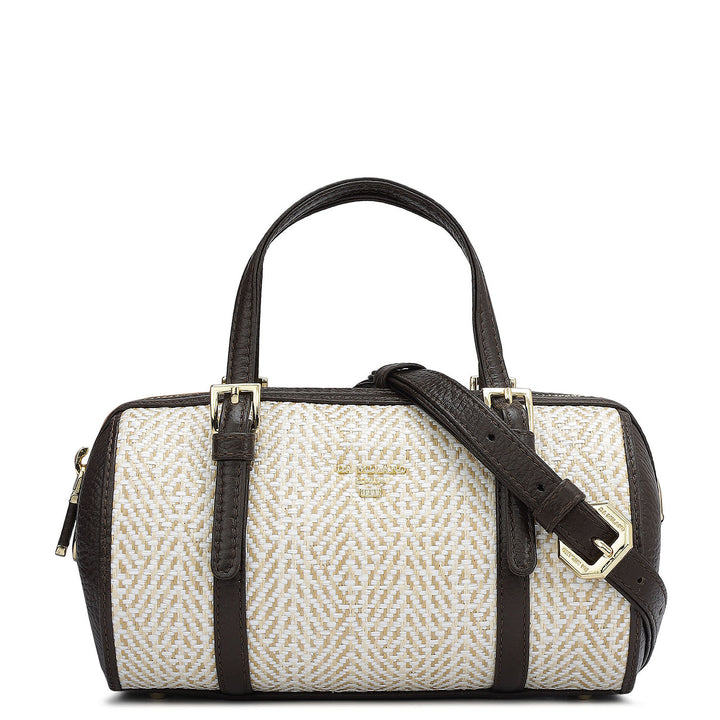 Small Canvas Wax Leather Satchel - Chocolate