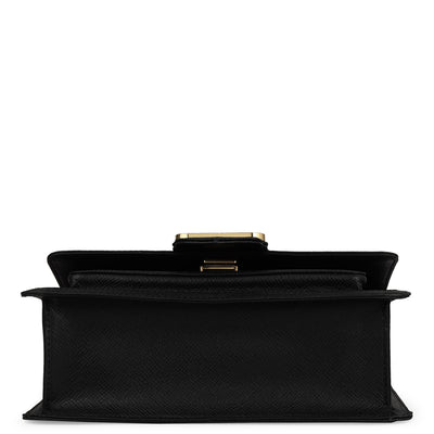 Small Monogram Leather Shoulder Bag - Black