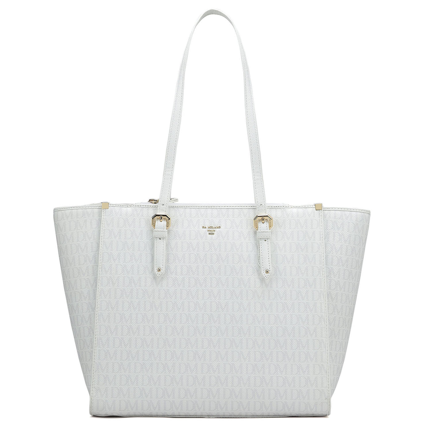 Medium Monogram Leather Tote - White