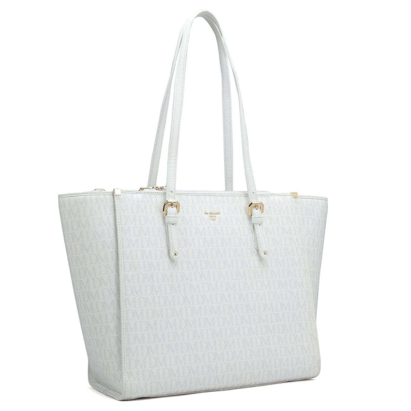 Medium Monogram Leather Tote - White