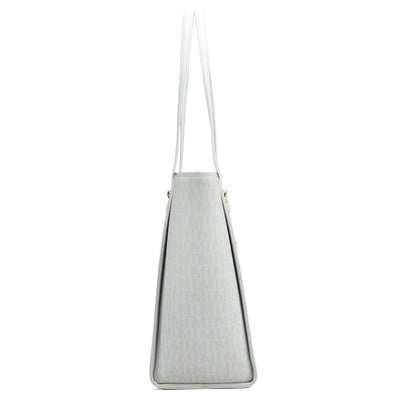 Medium Monogram Leather Tote - White