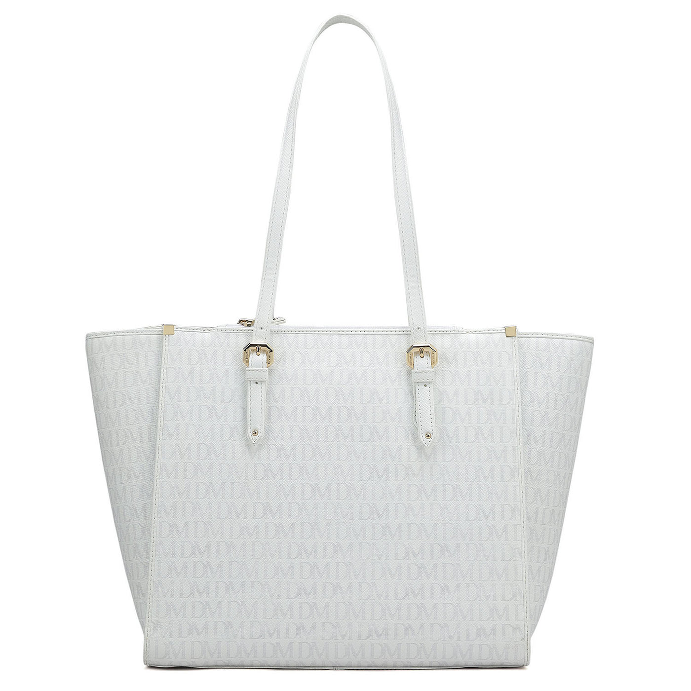 Medium Monogram Leather Tote - White