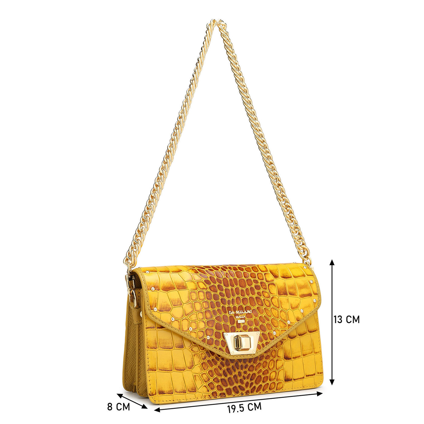 Small Croco Leather Shoulder Bag - Honey