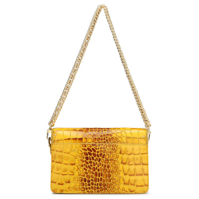 Small Croco Leather Shoulder Bag - Honey