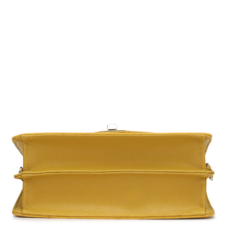 Small Croco Leather Shoulder Bag - Honey