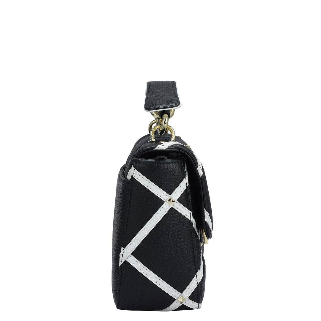 Small Quilting Wax Leather Sling - Black