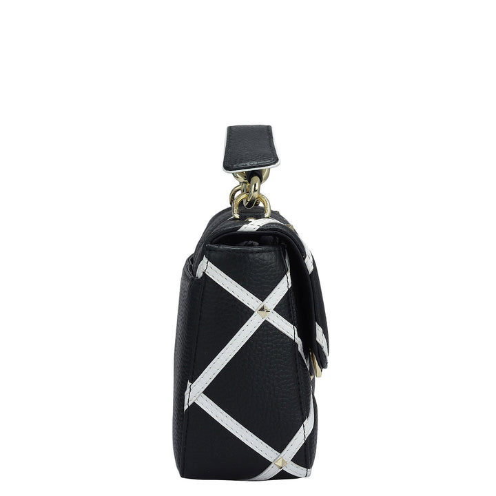 Small Quilting Wax Leather Sling - Black