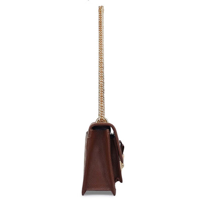 Small Canvas Wax Leather Shoulder Bag - Beige & Espresso