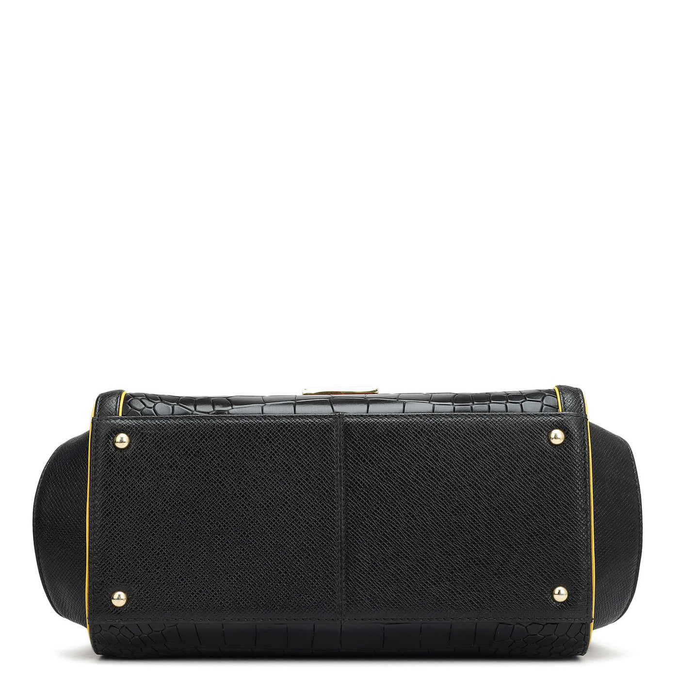 Medium Croco Leather Satchel - Black