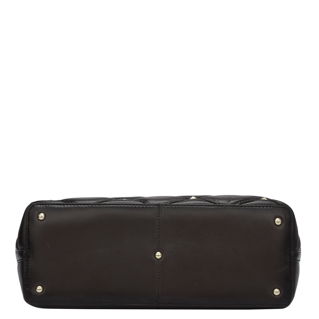 Medium Quilting Plain Leather Shoulder Bag - Brown