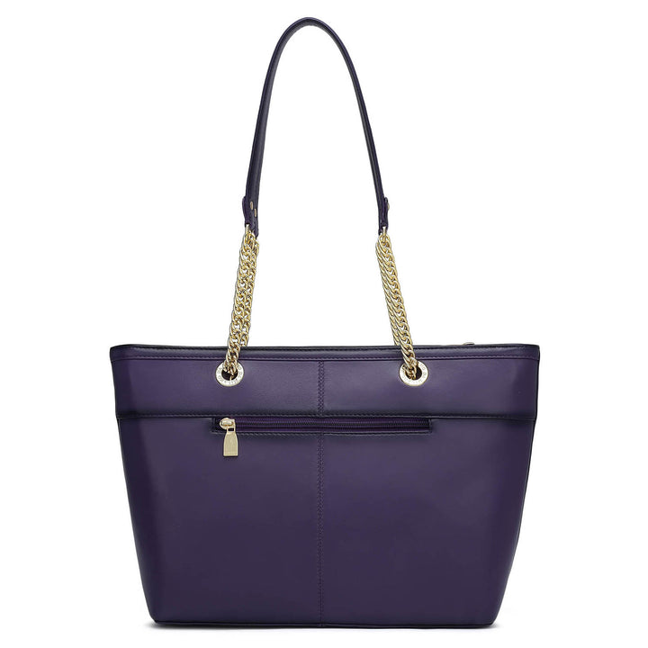 Medium Quilting Plain Leather Shoulder Bag - Purple
