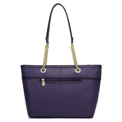 Medium Quilting Plain Leather Shoulder Bag - Purple