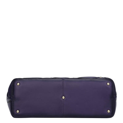 Medium Quilting Plain Leather Shoulder Bag - Purple