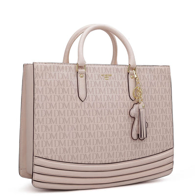 Large Monogram Franzy Leather Book Tote - Blush