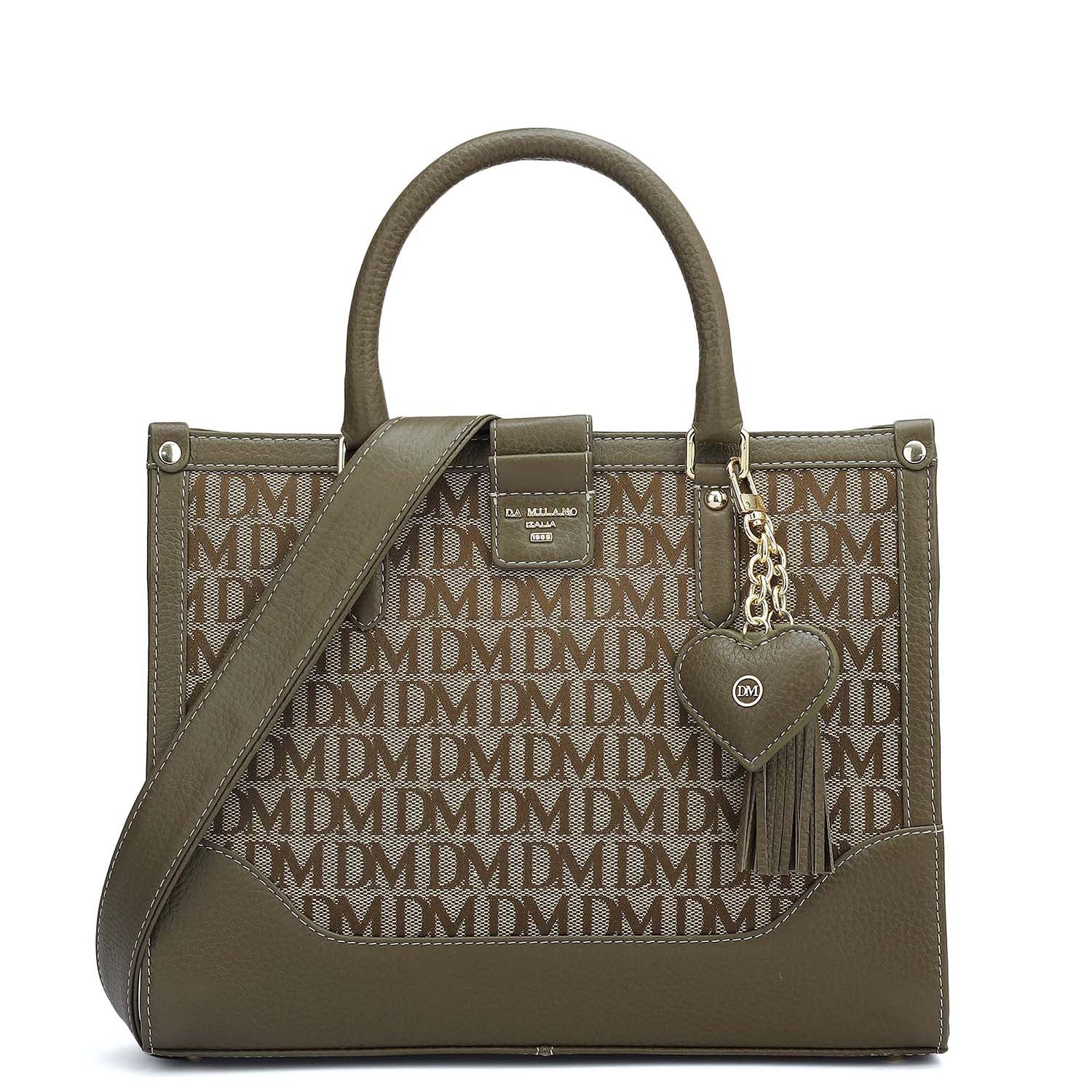 Small Canvas Wax Leather Book Tote - Moss – Da Milano