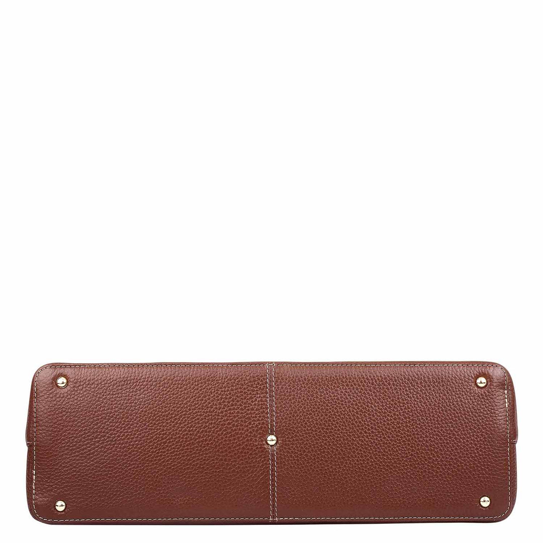 Medium Canvas Wax Leather Shoulder Bag - Beige & Espresso