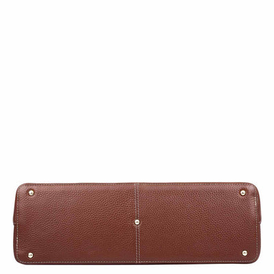Medium Canvas Wax Leather Shoulder Bag - Beige & Espresso