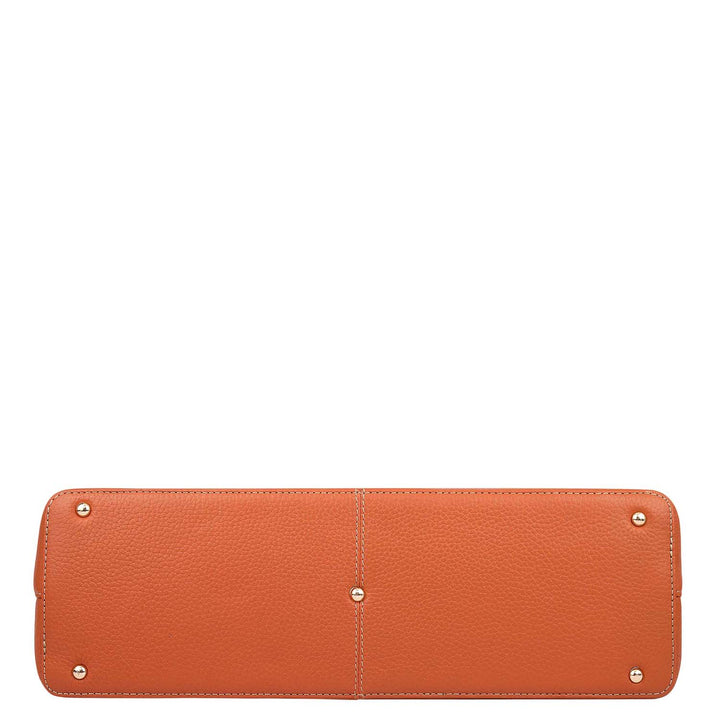 Medium Canvas Wax Leather Shoulder Bag - Beige & Orange