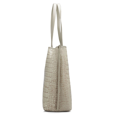 Large Croco Leather Tote - Frost