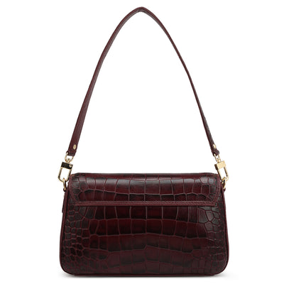 Small Croco Leather Baguette - Wine