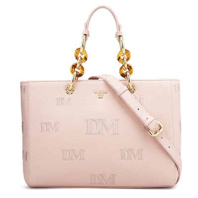 Medium Wax Leather Satchel - Baby Pink