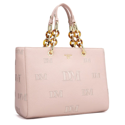 Medium Wax Leather Satchel - Baby Pink