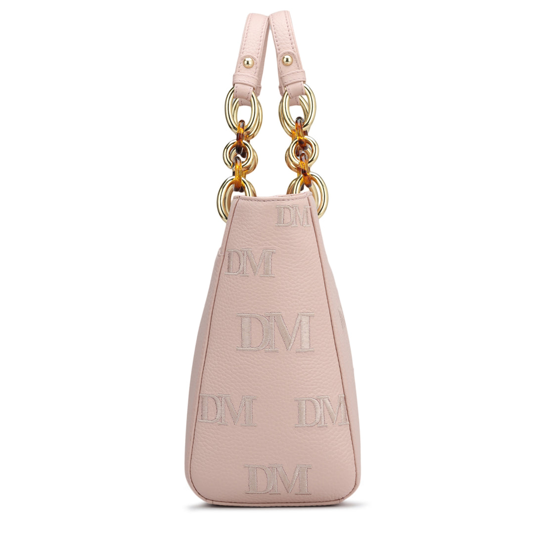 Medium Wax Leather Satchel - Baby Pink