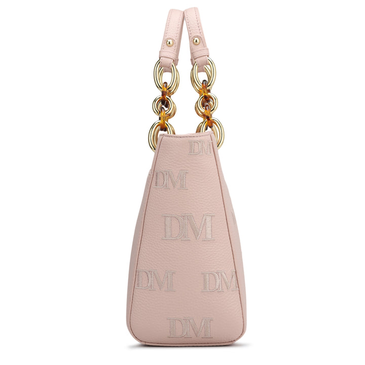 Medium Wax Leather Satchel - Baby Pink