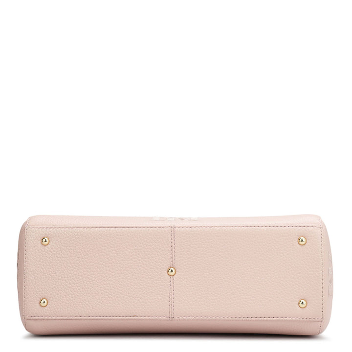Medium Wax Leather Satchel - Baby Pink