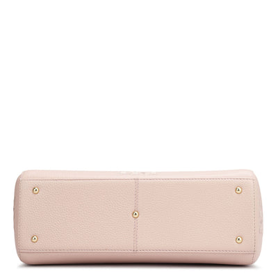 Medium Wax Leather Satchel - Baby Pink