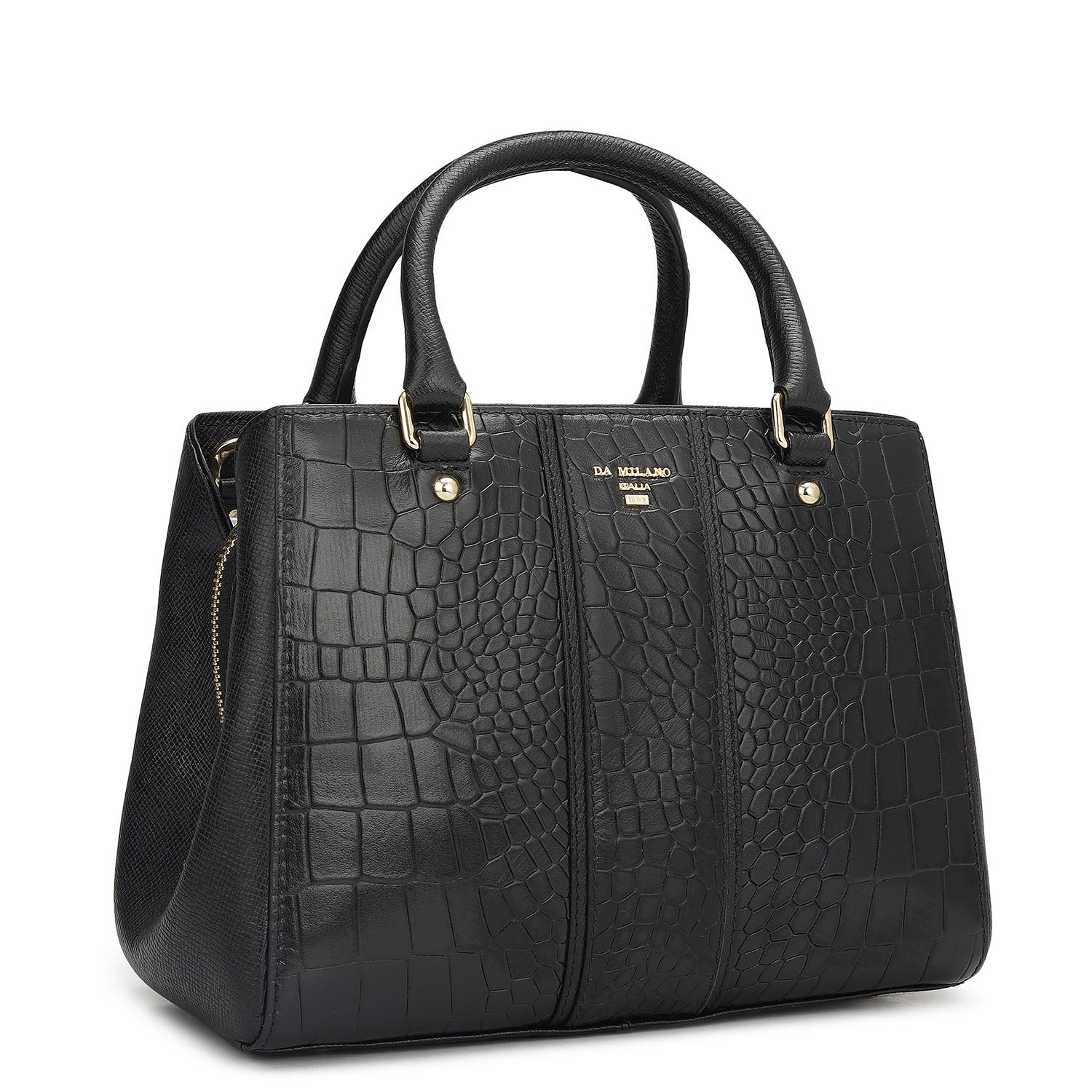 希少MilanoCollection2013 Small Croco Leather Satchel - Black – Da Milano