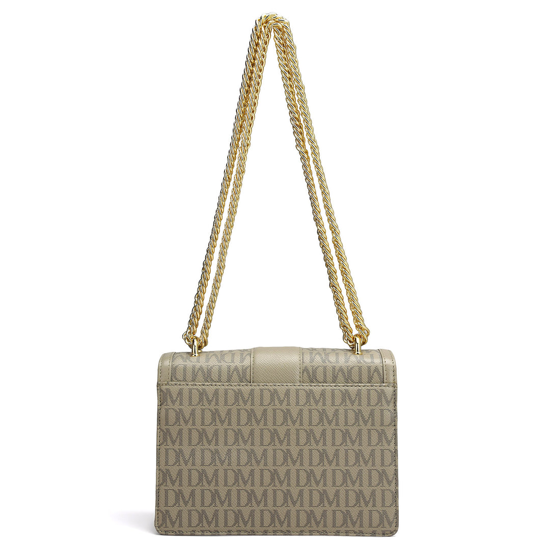 Small Monogram Franzy Leather Shoulder Bag - Chalk