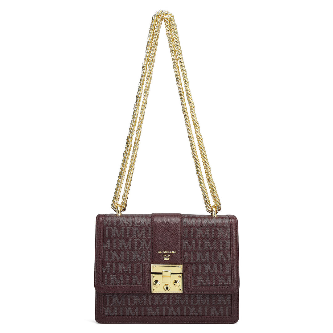 Small Monogram Franzy Leather Shoulder Bag - Wine
