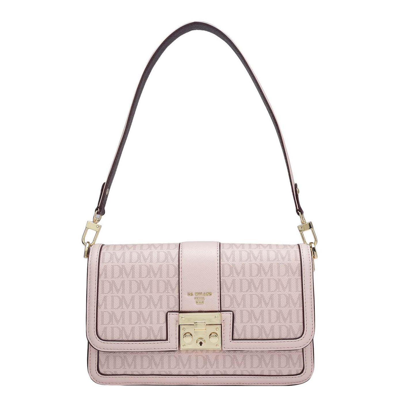 Small Monogram Franzy Leather Baguette - Blush