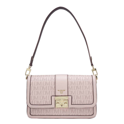 Small Monogram Franzy Leather Baguette - Blush