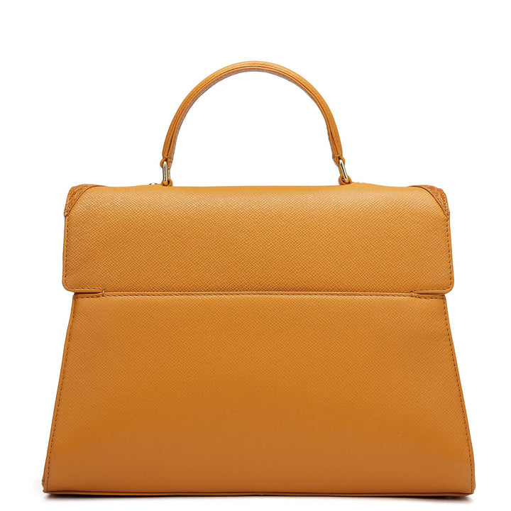 Medium Croco Franzy Leather Satchel - Flame
