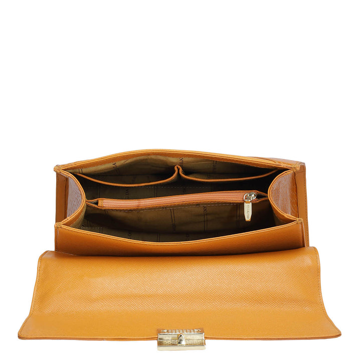 Medium Croco Franzy Leather Satchel - Flame