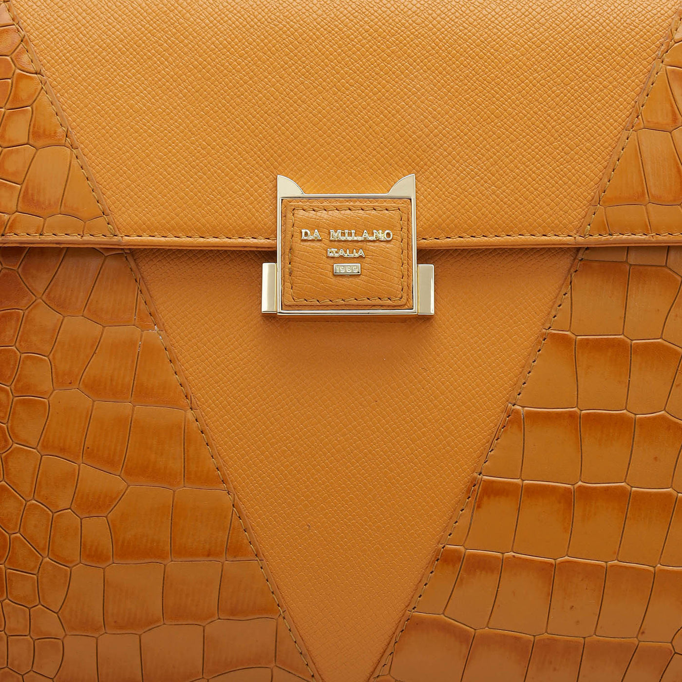 Medium Croco Franzy Leather Satchel - Flame