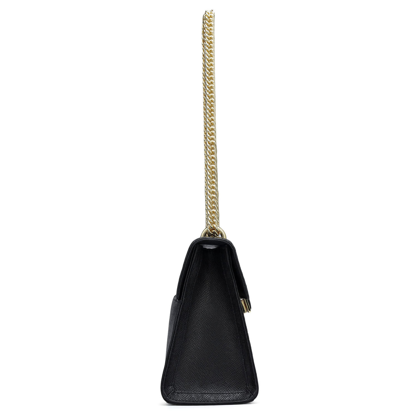 Small Croco Franzy Leather Shoulder Bag - Black