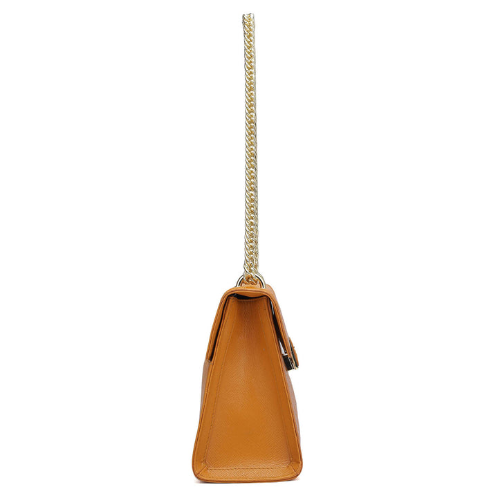 Small Croco Franzy Leather Shoulder Bag - Flame