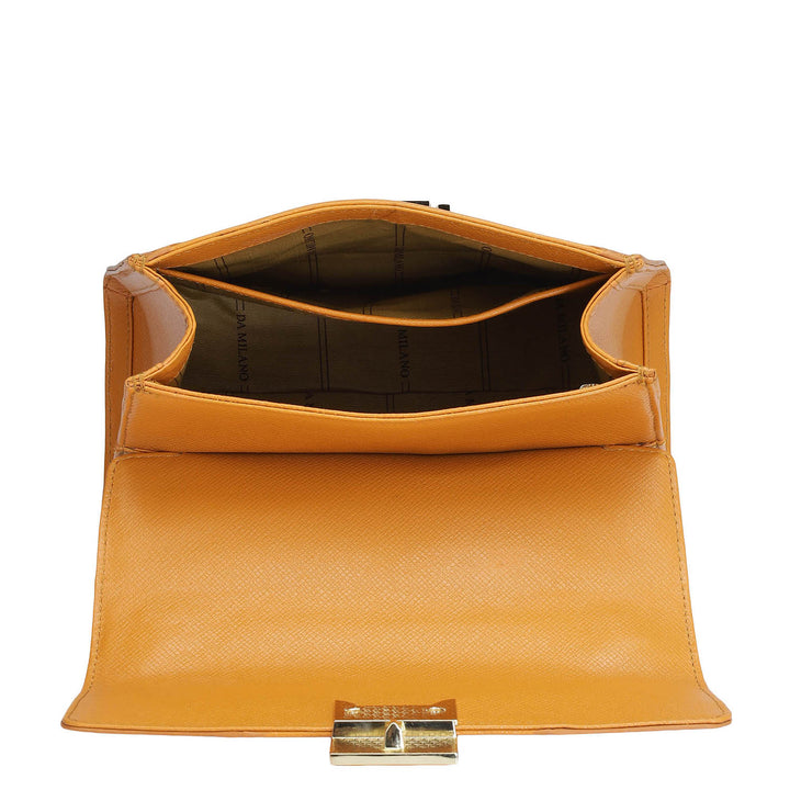 Small Croco Franzy Leather Shoulder Bag - Flame