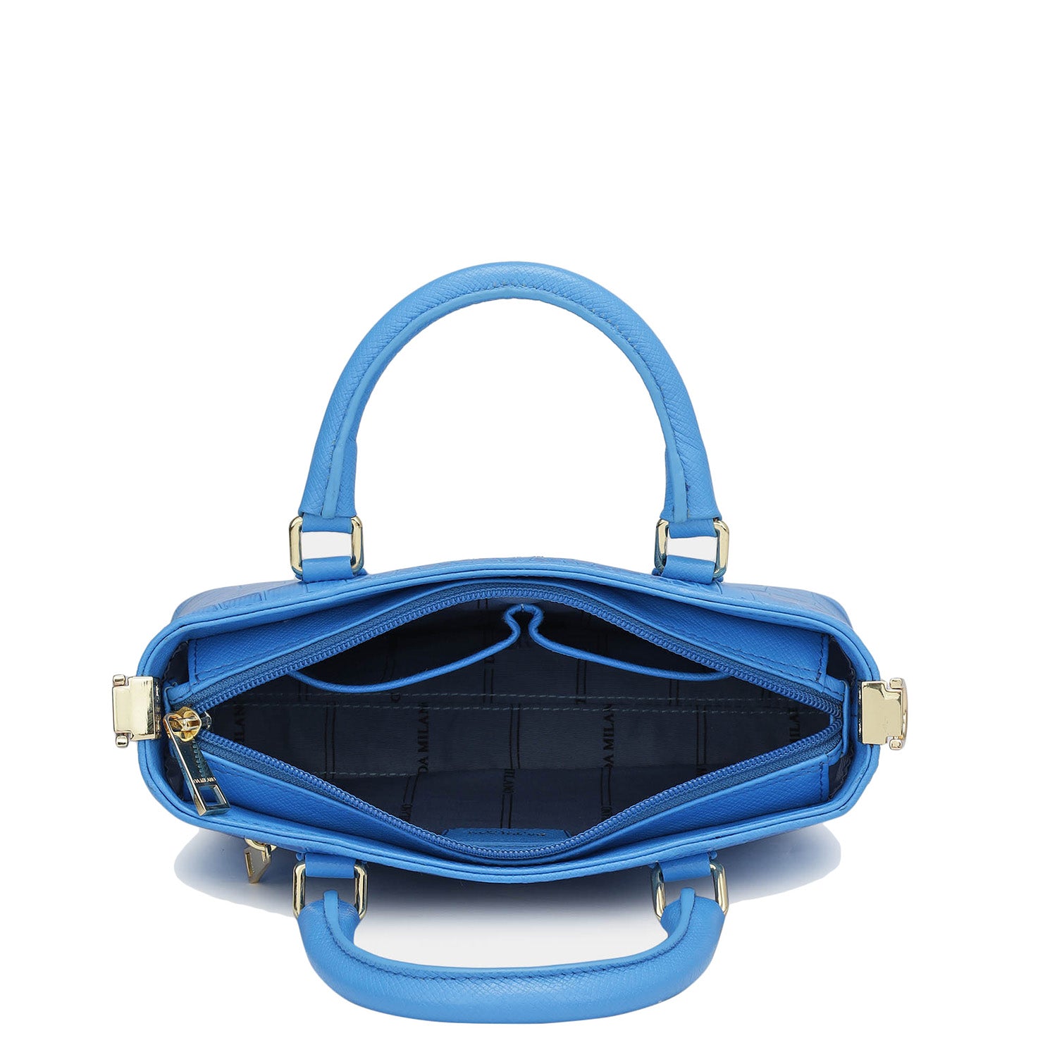 Small Croco Leather Satchel Blue – Da Milano