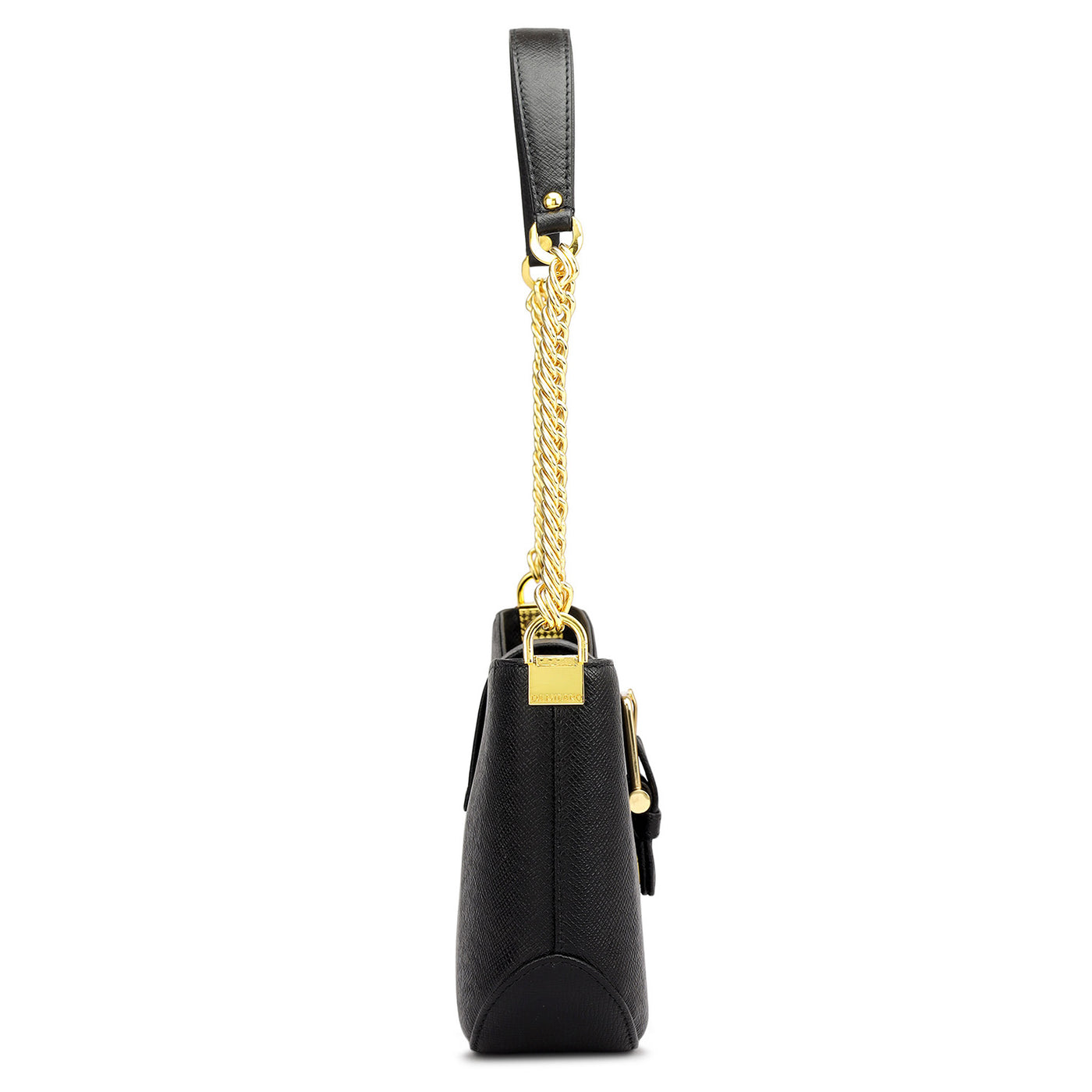 Small Franzy Leather Baguette - Black
