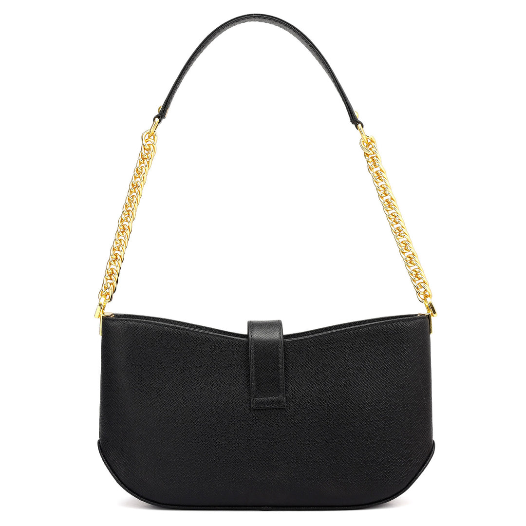 Small Franzy Leather Baguette - Black