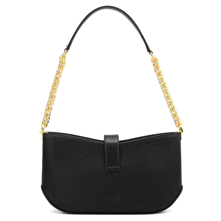Small Franzy Leather Baguette - Black