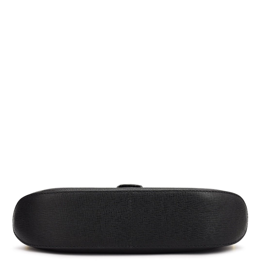 Small Franzy Leather Baguette - Black